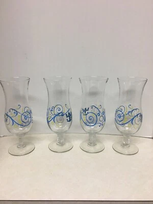 Set Of 4 Royal Caribbean 14oz. Tall Stemware Hurricane Cocktail Glasses  - Image 1 of 3