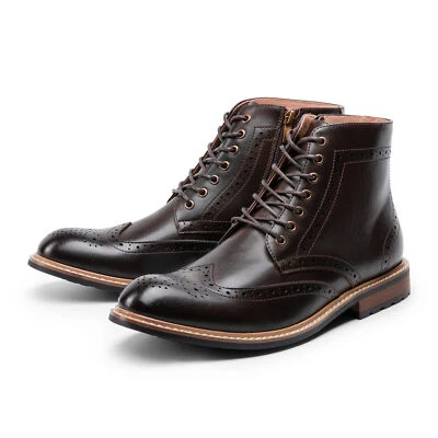 Botas de moto al tobillo clásicas con punta de ala y cremallera lateral para hombre 8-13 Foto 1 de 4