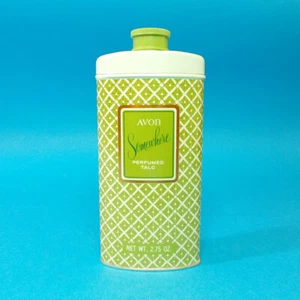 Vtg 70s Avon SOMEWHERE 2.75 oz Perfumed Talc Body Powder Green Tin Container NOS - Picture 1 of 6