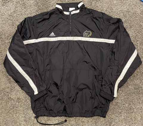 Vintage Adidas Army Football Full Zip Black Windbreaker Jacket Men's XL Cover