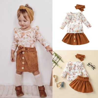 Newborn Baby Girl Floral Ruffle Button Romper Jumpsuit Headband Outfit Clothes - Image 1 of 4