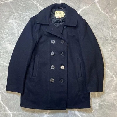Schott Pea Coat 740N Wool Jacket Navy Size 38 Vintage Outerwear - Image 1 of 4