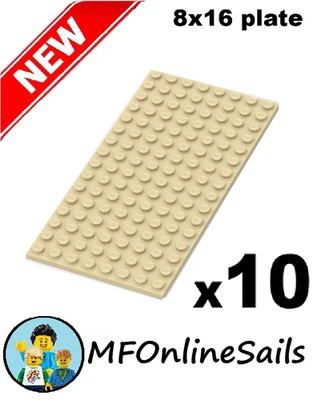 *NEW* 10x Genuine LEGO 8x16 PLATES  Tan - Part #92438 - Image 1 of 4