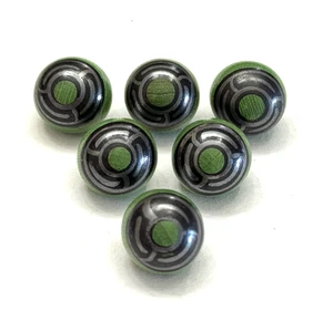 Vintage Set of 6 Green Painted Wood Ball Buttons - 3/8" (C10) - Picture 1 of 6