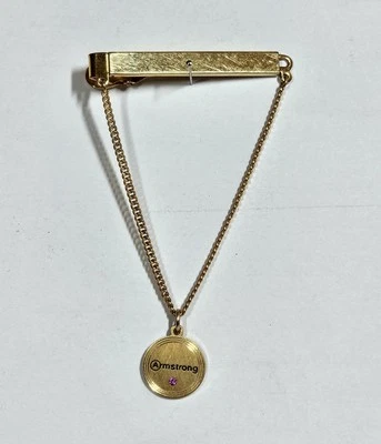 Armstrong World Industries Award Tie Clip with Ruby Stone Balfour 10K & 12K Gold - Image 1 of 4