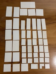 LEGO BULK LOT 50 WHITE PLATES 4x4 4x6 4x8 4x10 4x12 6x6 6x8 6x10 6x12 6x16 8x8 - Picture 1 of 6