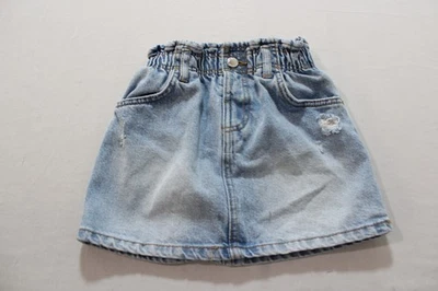 Zara девочки натяжной искусственно состаренный 4-карман джинсовая юбка EH6 светло-синий размер 3-4Y - Изображение 1 из 4