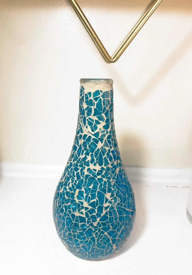 Mediterranean Mosaic Ceramic Blue Vase Beach Summer - Image 1 of 3