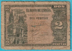 1938 SPANIEN ESPAÑA 2 Pesetas Pic#109a R1644062 - Bild 1 von 2