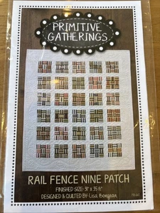Primitive Gatherings RAIL FENCE NINE PATCH Pattern - Picture 1 of 3