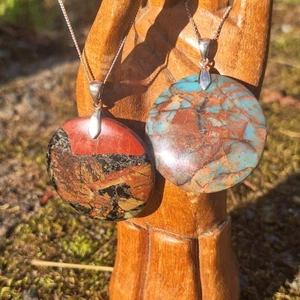 TWO Sterling Silver 925 Gemstone Pendant Necklaces - Picture 1 of 10