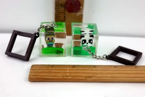 Lot of 2 Minecraft Water Cube Floating Figure Keychains Charm Backpack Hanger - Picture 1 of 2
