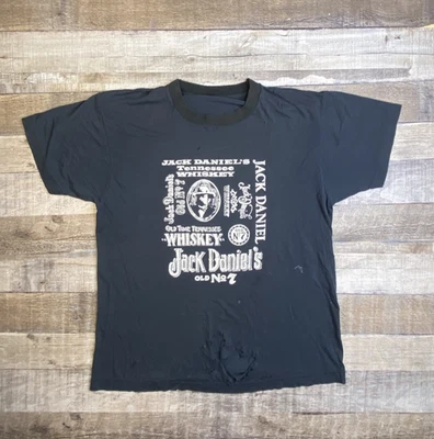 VTG Jack Daniels Whiskey T-Shirt Made In USA Single-Stitch Size S Distressed 80s - Image 1 of 4