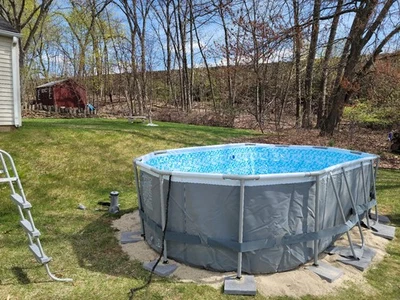 Above Ground Pool Set And Accessories. Bestway Steel 14' x 8'2" x 39.5" Oval - Image 1 of 4