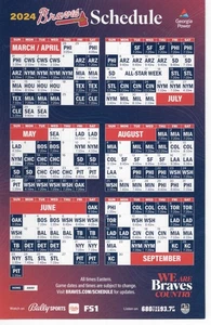 Atlanta Braves 2024 Magnet Schedule SGA - Picture 1 of 1