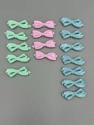 Lote de pinzas para el cabello vintage para niñas pasadores lazos rosa azul verde Foto 1 de 4