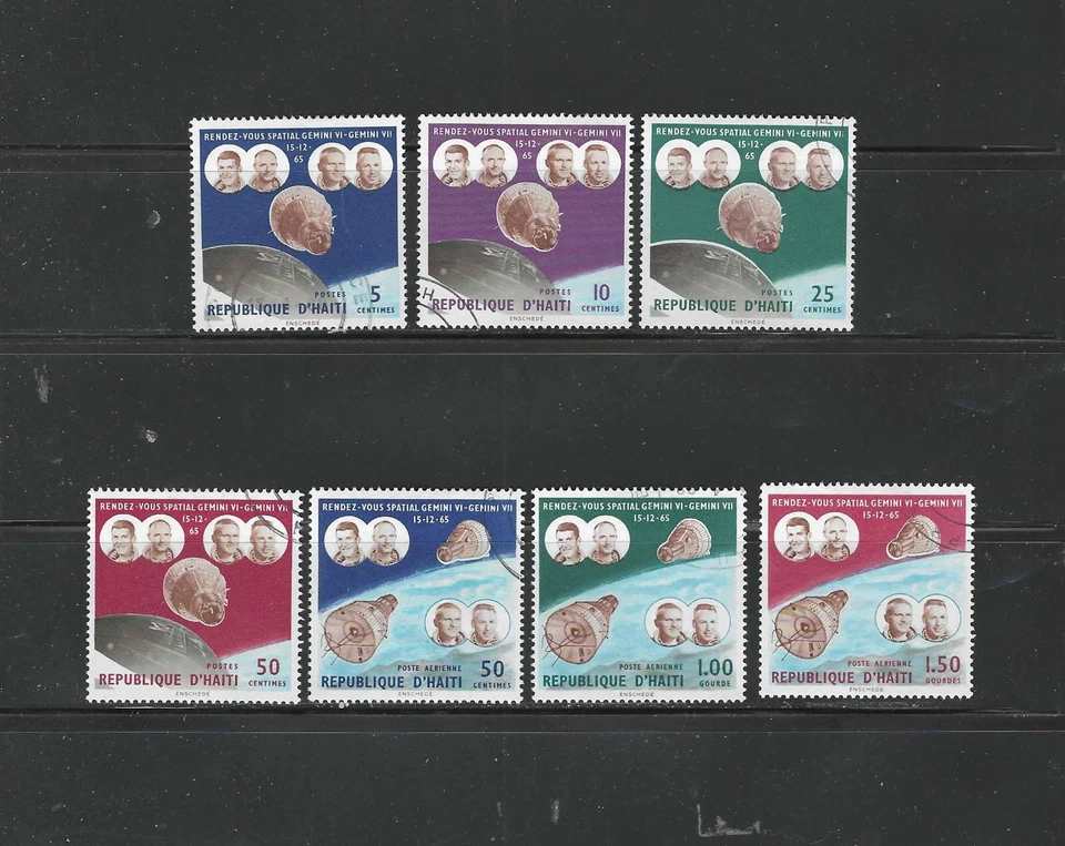 HAITI , 1966  , SPACE RENDEZVOUS , REG & AIRMAIL , SET OF 7 STAMPS , USED - Image 1 of 1