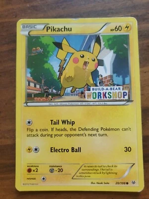 HEAVY WEAR Build a Bear Workshop Pikachu 20/108 Pokemon Card - Image 1 of 2