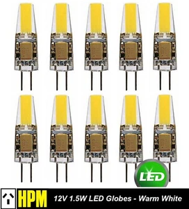 10 x 12V 1.5W G4 LED Warm White Globes Bulbs Lamps Warm White Bi-Pin 165Lm HPM - Picture 1 of 3