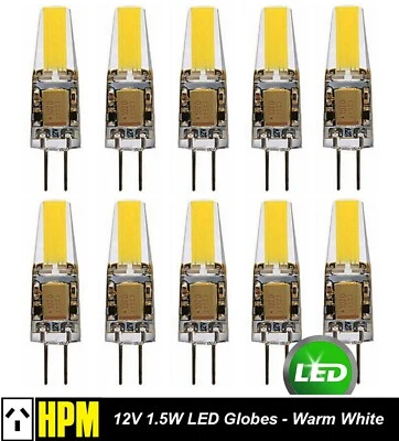 10 x 12V 1.5W G4 LED Warm White Globes Bulbs Lamps Warm White Bi-Pin 165Lm HPM - Image 1 of 3
