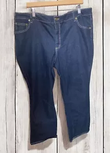 Woman Within 39.5” Waist Jeans Womens 18 W Blue Dark Wash 5 Pockets High Rise - Picture 1 of 5