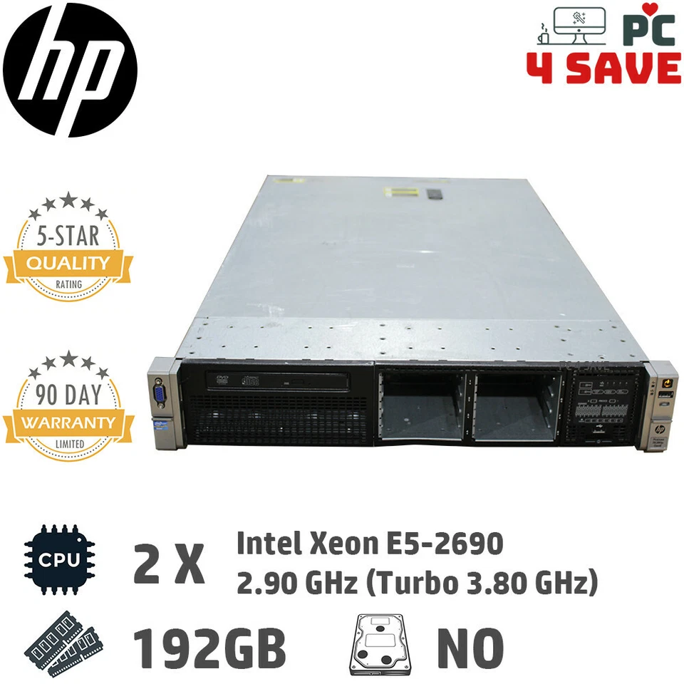HP ProLiant DL380 Gen8 G8 2U Server - Intel Xeon E5-2690 X2 / 192GB RAM / NO HDD - Image 1 of 4