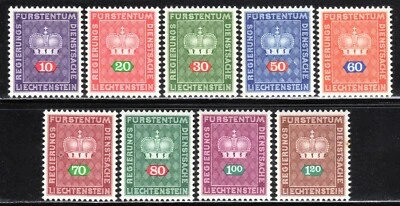 1968-69 Liechtenstein SC# O47-O57 - Official Stamps - 9 Different Stamps - M-LH - Image 1 of 2