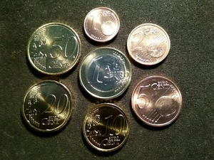 UNCIRCULATED EURO COINS LOT FROM 1 EURO TO 1 CENT 2015&2017 LITHUANIA FROM ROLL - Picture 1 of 2