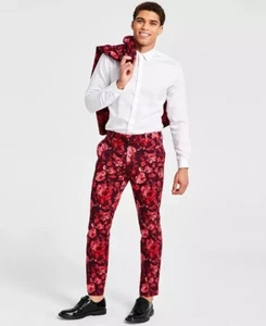 International Concepts Men's Roscoe Slim-Fit Floral-Print Dress Pants Port-29W - Picture 1 of 5