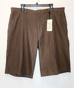 Pantaloncini da golf Toxic Hazard Pinstripe Bermuda marroni 13" Inseam da uomo 3XL taglia 40 - Foto 1 di 8