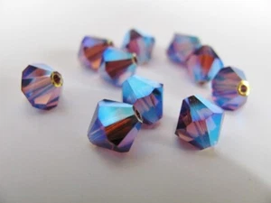 8mm Swarovski Crystal Amethyst 2XAB Beads - 5301 x 10 Pieces - Full AB Coating - Picture 1 of 2
