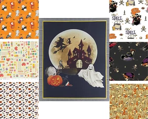 Halloween Bundle with Darkside Panel and 6 print Bundle, FAT Quarter, 1/2 Yard, - Picture 1 of 2