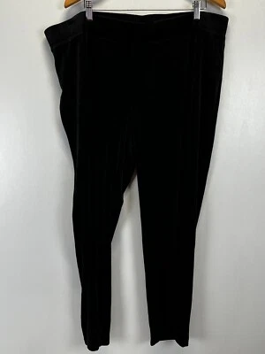 NEW! Talbots Velour Pull On Pants 3X Plus Black Elastic Waist Comfort  - Image 1 of 4