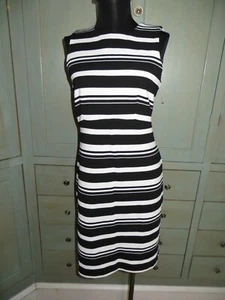 Neu Ann Taylor Petite gerippt Stretch Streifen schwarz weiß Etuikleid 6P - Bild 1 von 11