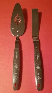 Vtg Flint Stainless Brown Harvest Wheat Pie /Cake Server & Thin Spatula USA - Picture 1 of 10