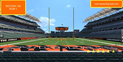 2 FRONT ROW Arizona Cardinals at Cincinnati Bengals tickets SEC 126 row 1 - Image 1 of 2