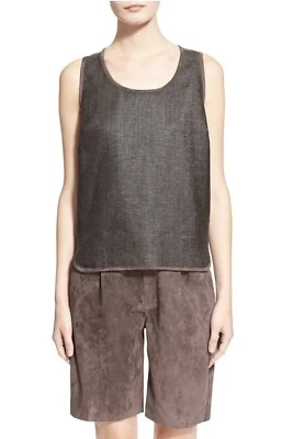 FABIANA FILIPPI Raffia & Suede High Low Sleeveless Top Brown IT 40/US S NWT $969 - Photo 1/4