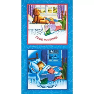 Tela de algodón con panel de buenas noches de oso de peluche para buenos días - Imagen 1 de 1