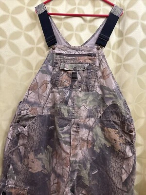 44 Regular Vintage LIBERTY REALTREE HARDWOODS CAMO Bib Overalls Drawstring Hem - Image 1 of 4
