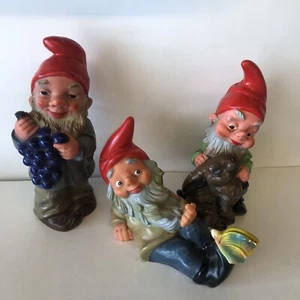 Lote De 3 Gnomos De Jardín Heissner De Colección Hechos En Alemania Occidental - Imagen 1 de 13