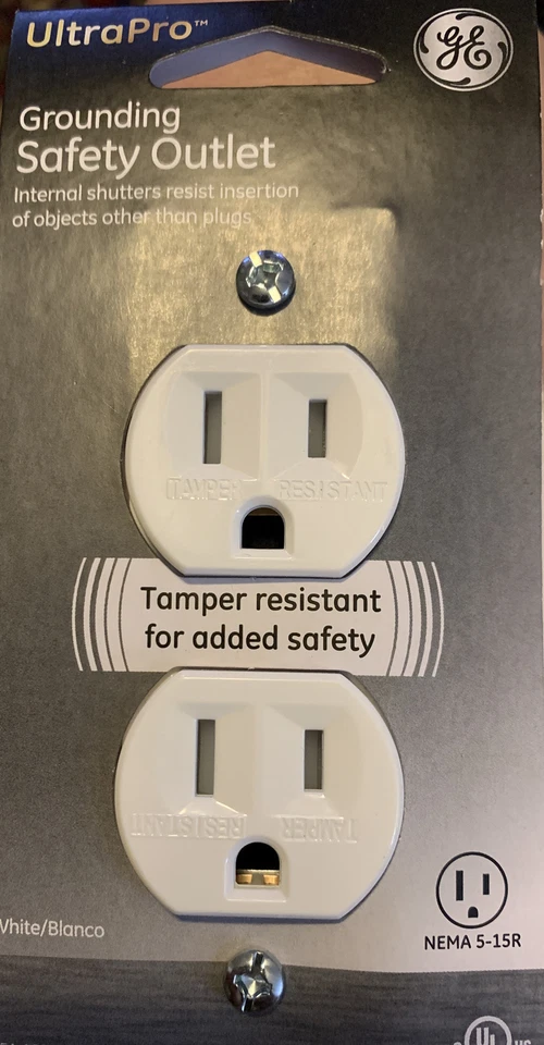 GE Ground Safety Wall OUTLET plug Power Electrical Socket 15A 125VAC White 54263