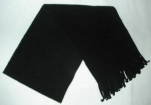 Women's SCARF Plain Black Fleece One Size 57" + 3" Fringe EUC - Picture 1 of 1