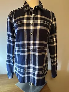 Tommy Hilfiger Mujer (Talla M) 1/2 Botón Pullover Manga RollTab Azul Cuadros 31/4 - Imagen 1 de 7