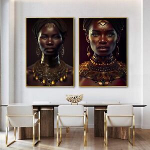 African Figure Art Canvas Painting Black Women Canvas Wall Art Home Decor Prints