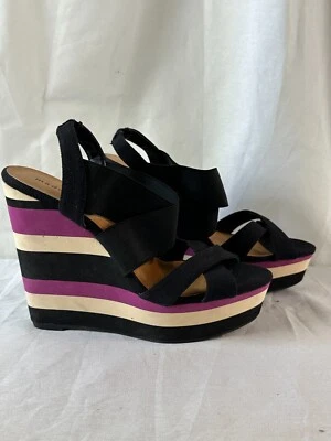 Cuñas Madden Girl negras, blancas y moradas talla 8,5 Foto 1 de 4