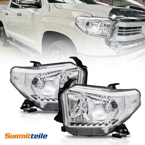 Left & Right Chrome Headlights Front Lamps Halogen For 2014-2021 Toyota Tundra - Bild 1 von 13