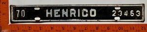 1970 Henrico County, Virginia Nummernschild - Bild 1 von 1