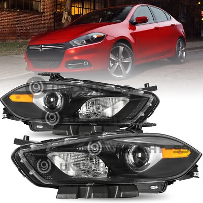 Pair Black Projector Headlights For 2013-2016 Dodge Dart Halogen Headlamp Foto 1 de 4