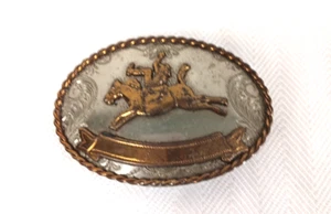 VTG Western Belt Buckle Bucking Bronco Rodeo Steer Nickel Silver - Picture 1 of 13