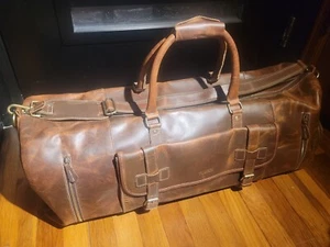 TUZECH X-Large vtg Leather Men's Travel Duffle Bag Luggage 28x11x10, New $249.99 - Picture 1 of 10